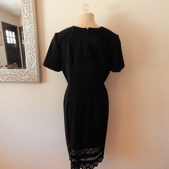 Vintage Little Black Dress Cut Out Hem Retro Fit - Picture 6 of 7